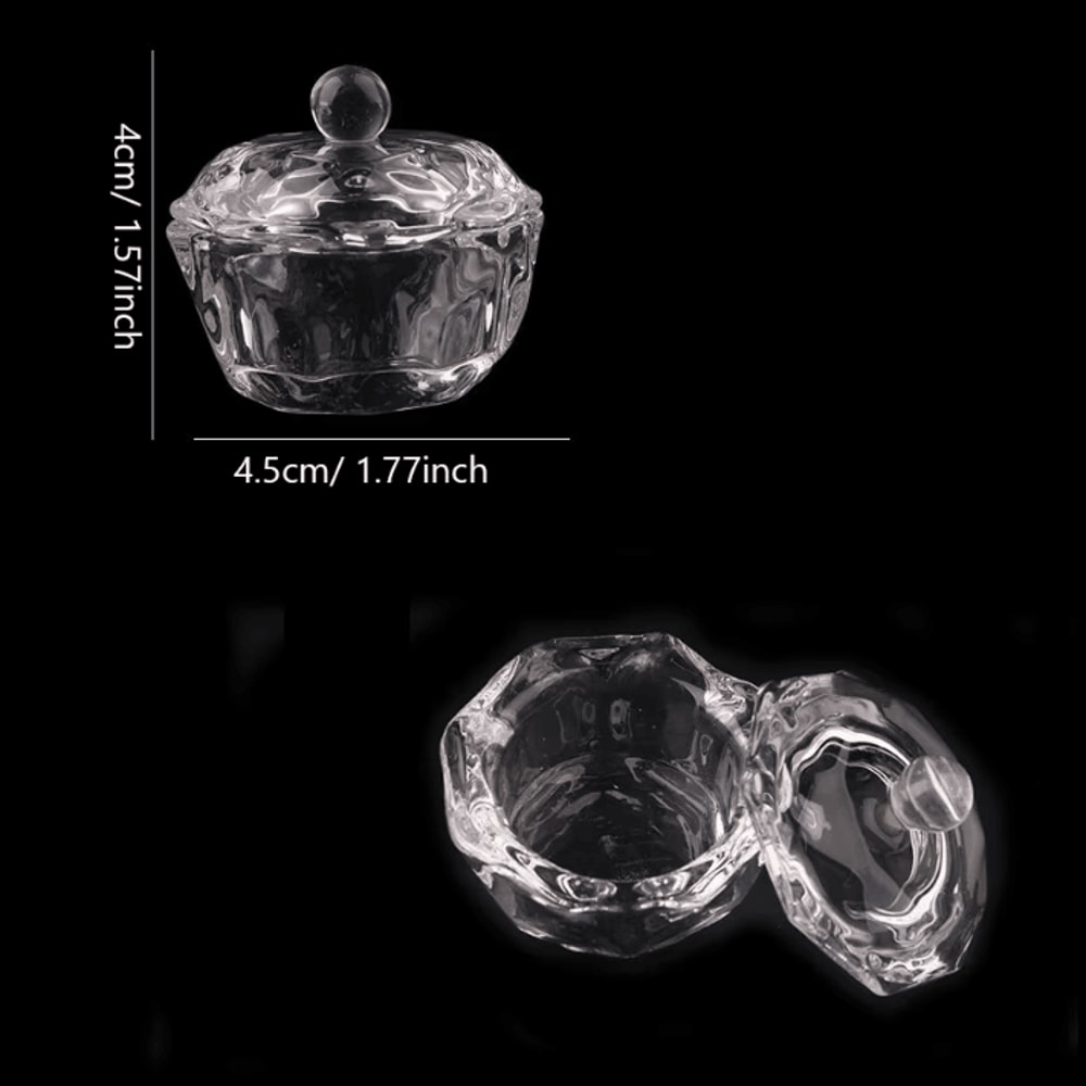 Glass Nail Art Dappen Dish With Lid Acrylic Liquid Brush Cleaner Cup 5