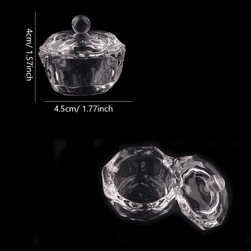 Glass Nail Art Dappen Dish With Lid Acrylic Liquid Brush Cleaner Cup 5