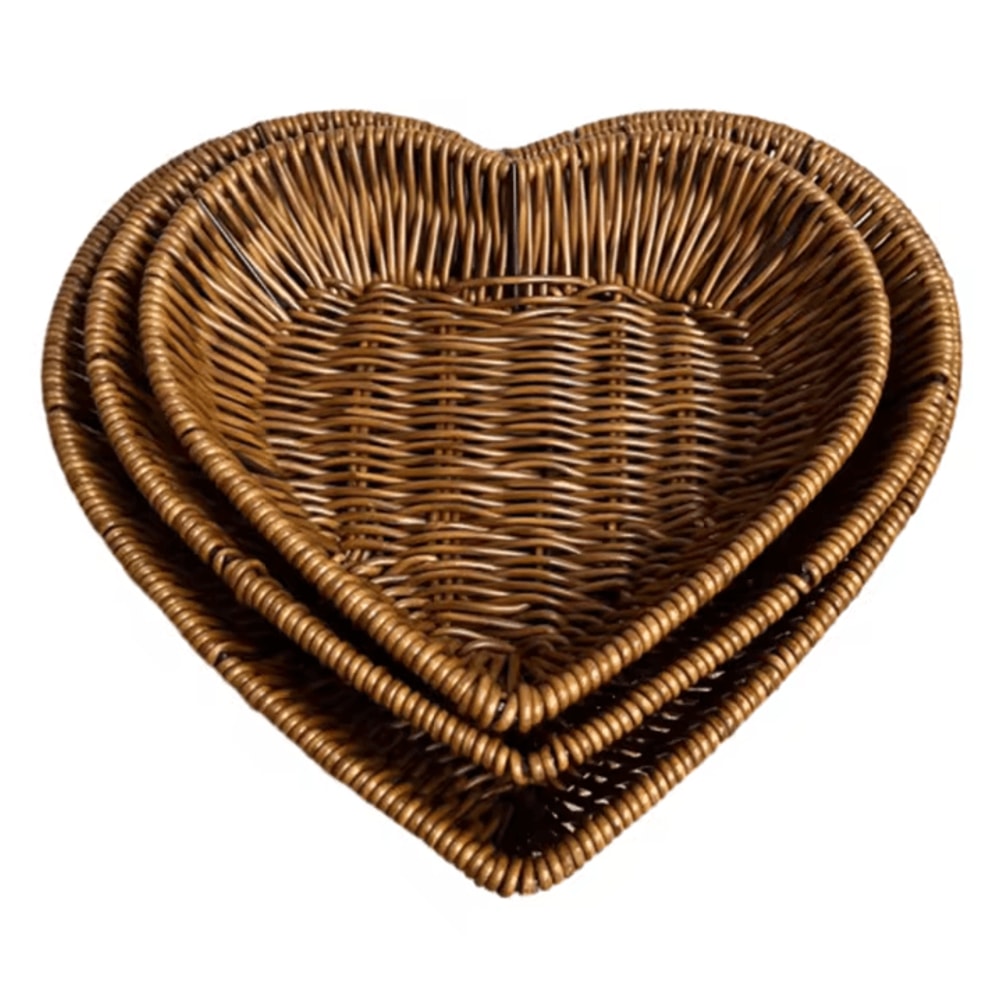HeartShaped Woven Rattan Storage Basket Decorative Bread Fruit Serving Organizer 9