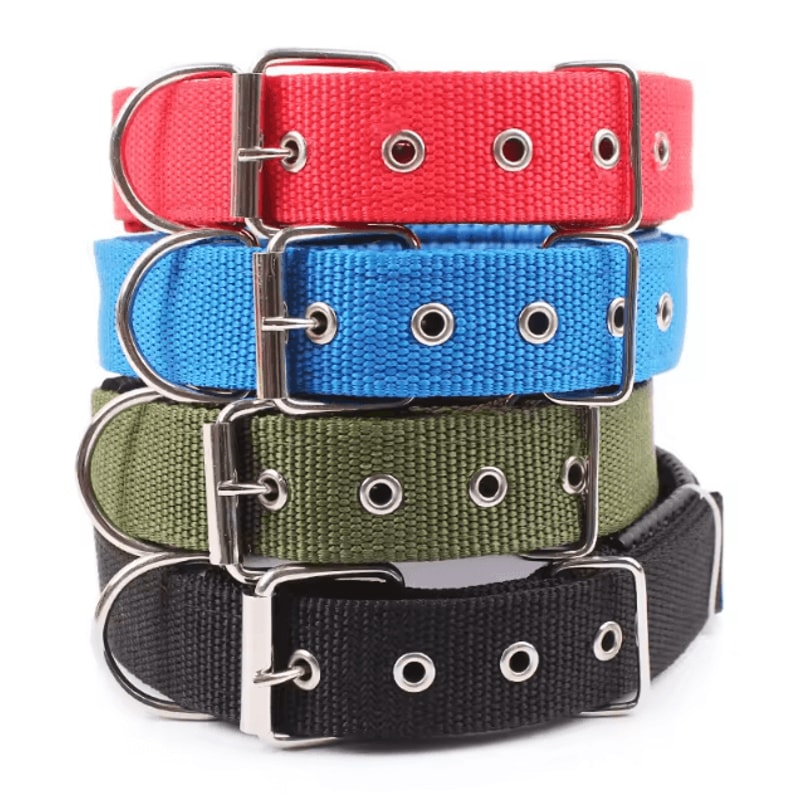 Solid Nylon Dog Collar Adjustable Collar For Small Medium Large Dogs 1
