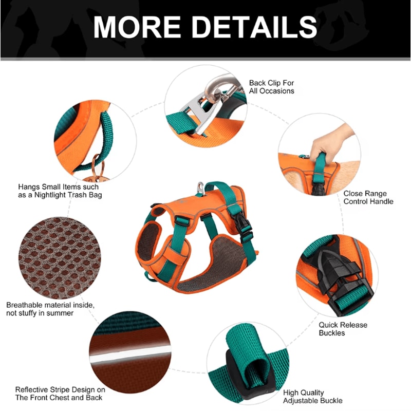 Breathable Reflective Dog Harness Vest Adjustable Nylon Pet Training Harness For Small Medium Lar 1