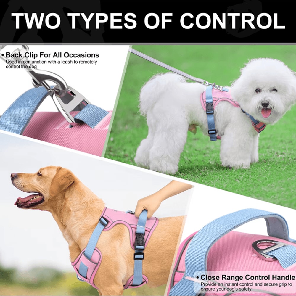 Breathable Reflective Dog Harness Vest Adjustable Nylon Pet Training Harness For Small Medium Lar 2