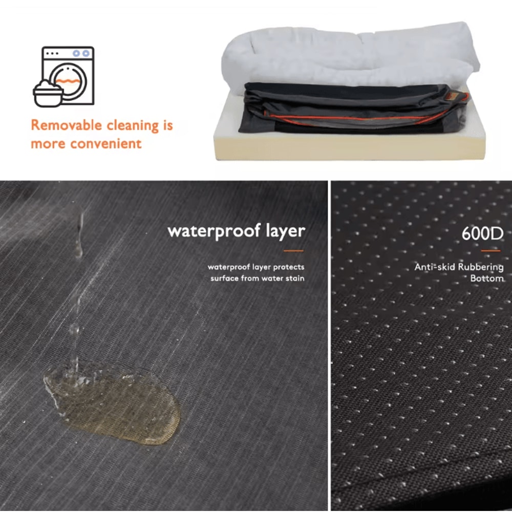 Orthopedic Dog Bed With CottonPadded Bolster Super Soft Pet Sleeping Mat With Removable Cover L3XL 5