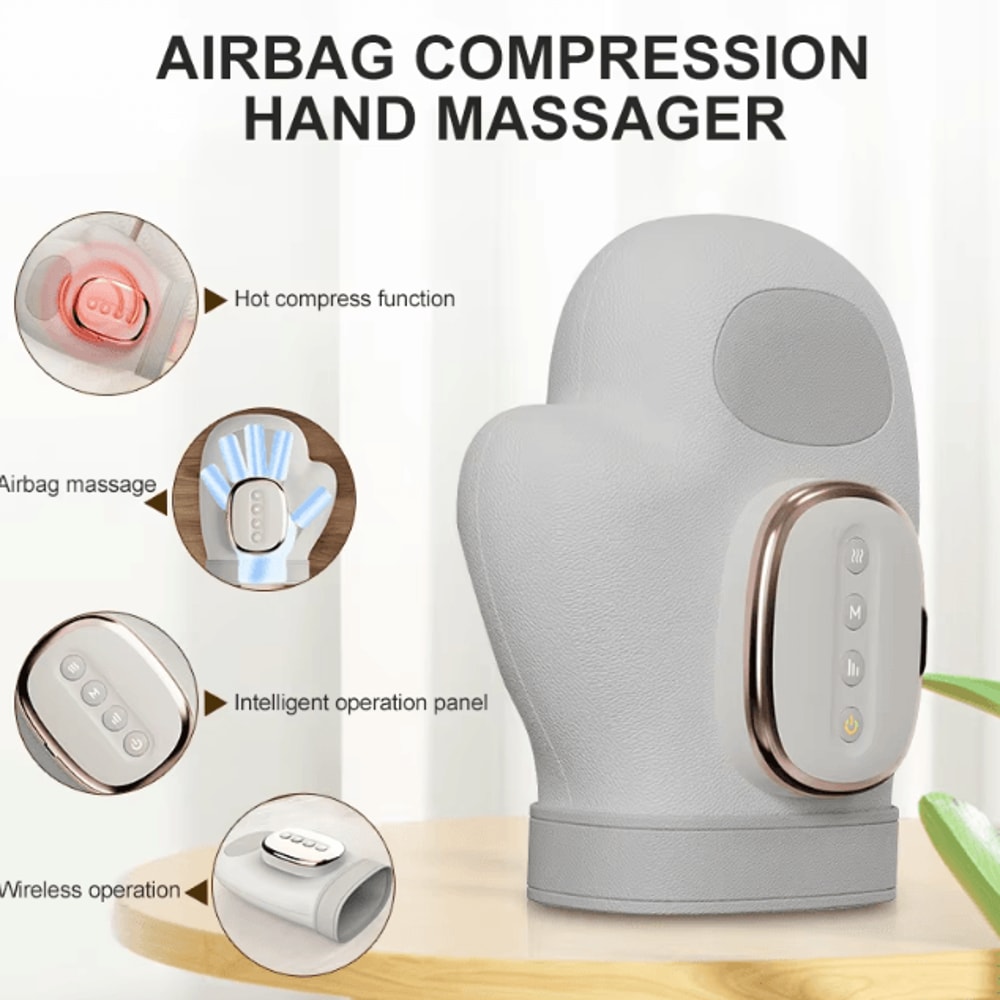 Heated Hand Compression Massager Electric Wrist Finger Relief Massager Gloves 0