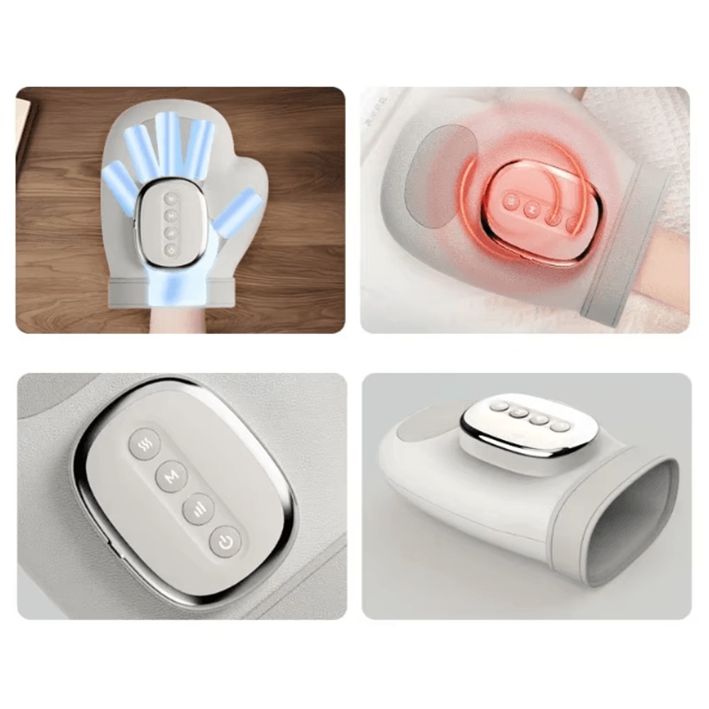 Heated Hand Compression Massager Electric Wrist Finger Relief Massager Gloves 4