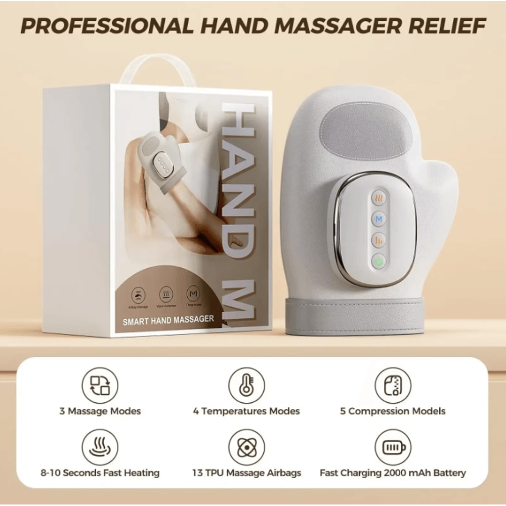 Heated Hand Compression Massager Electric Wrist Finger Relief Massager Gloves 5