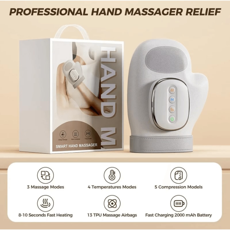 Heated Hand Compression Massager Electric Wrist Finger Relief Massager Gloves 5