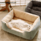 Cozy Winter Cat Cave Bed Plush Enclosed Pet Bed For Cats Small Dogs 2