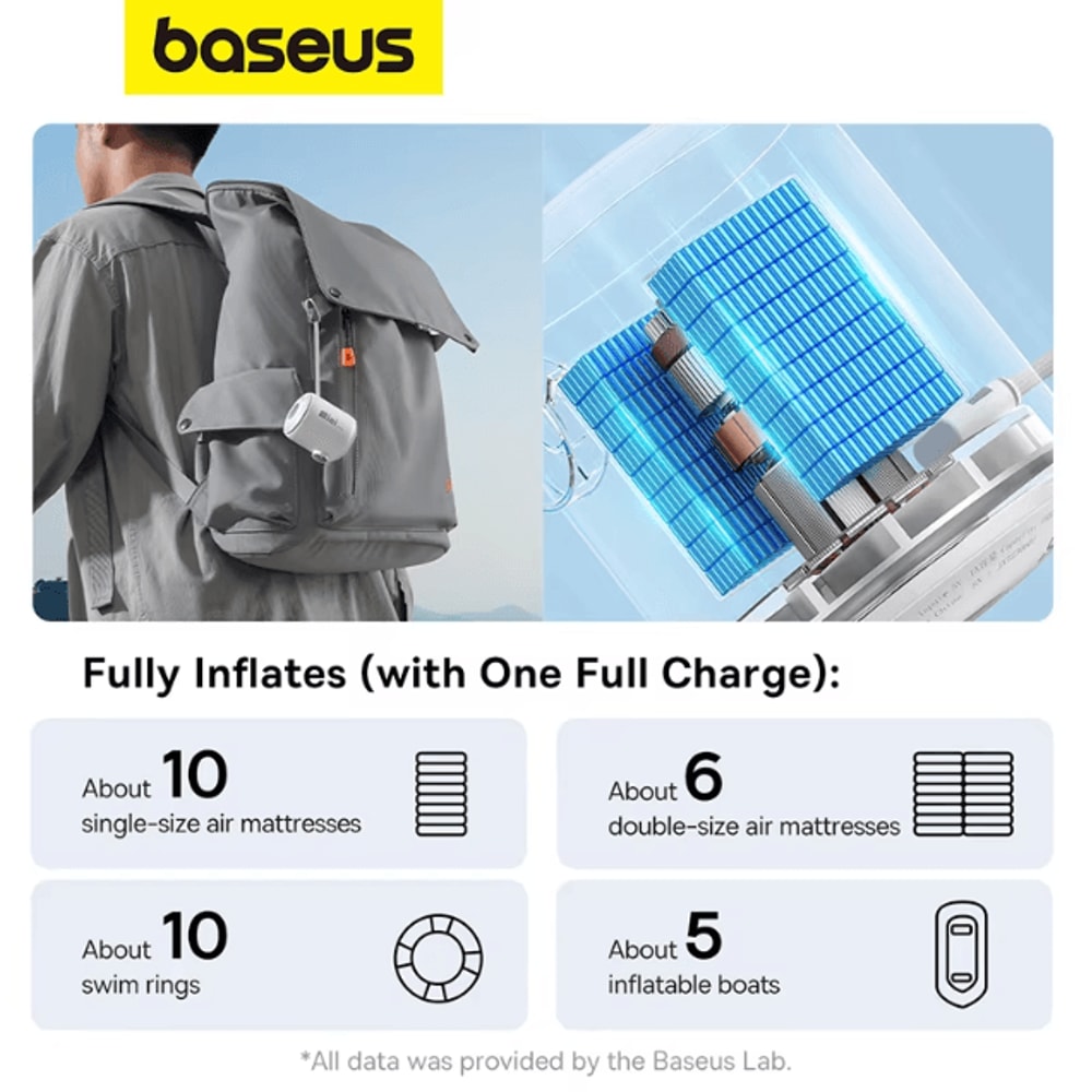 Baseus Mini Wireless Air Pump Portable Inflator For Air Mattresses Swim Rings Camping Gear 4