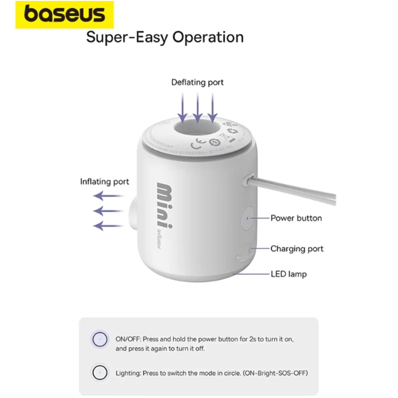 Baseus Mini Wireless Air Pump Portable Inflator For Air Mattresses Swim Rings Camping Gear 5