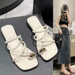 womens cross strap slide sandals – lightweight toe loop beach slides for summer