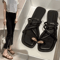 Womens Cross Strap Slide Sandals Lightweight Toe Loop Beach Slides For Summer 1