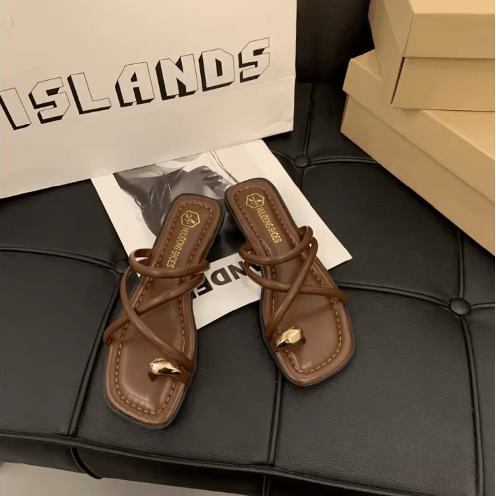 Womens Cross Strap Slide Sandals Lightweight Toe Loop Beach Slides For Summer 5