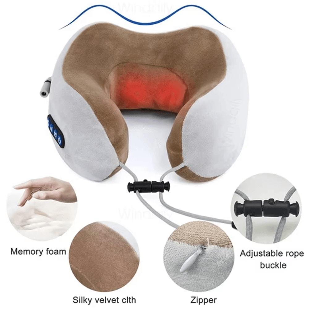 Electric Neck Massager With Heat Vibration Shiatsu Kneading U Shaped Pillow For Neck And Shoulder R 3