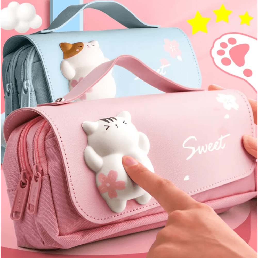 3D Kawaii Pencil Case Cute Waterproof Decompression Pen Pouch Organizer For School Supplies 0