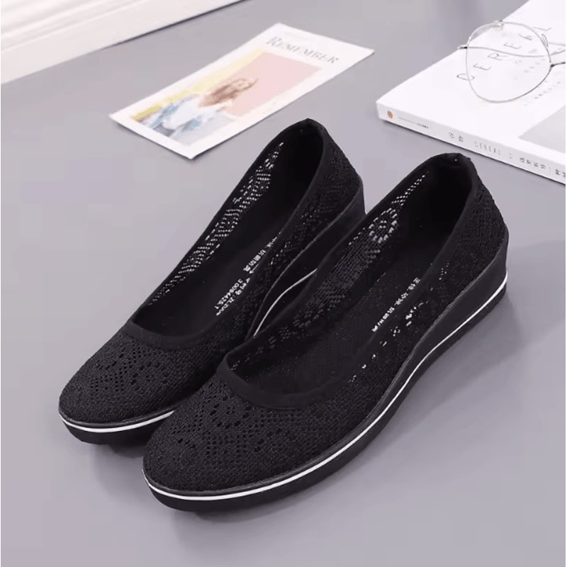 White Lace Hollow Wedge Sneakers Breathable Summer Casual Shoes 1