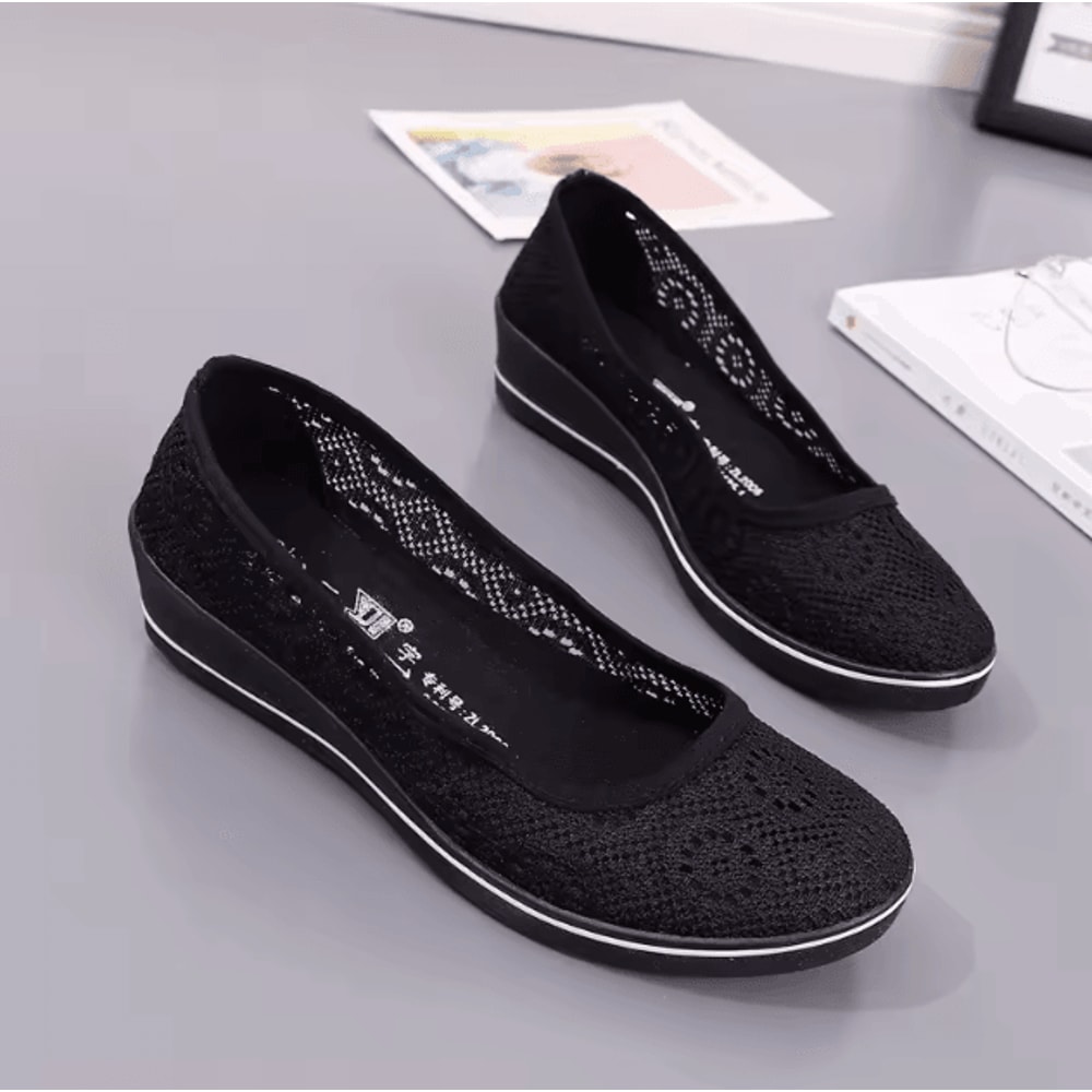 White Lace Hollow Wedge Sneakers Breathable Summer Casual Shoes 2