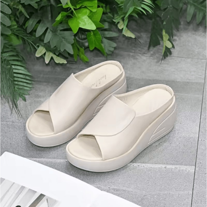 Black Orthopedic Wedge Platform Slide Sandals For Women 4