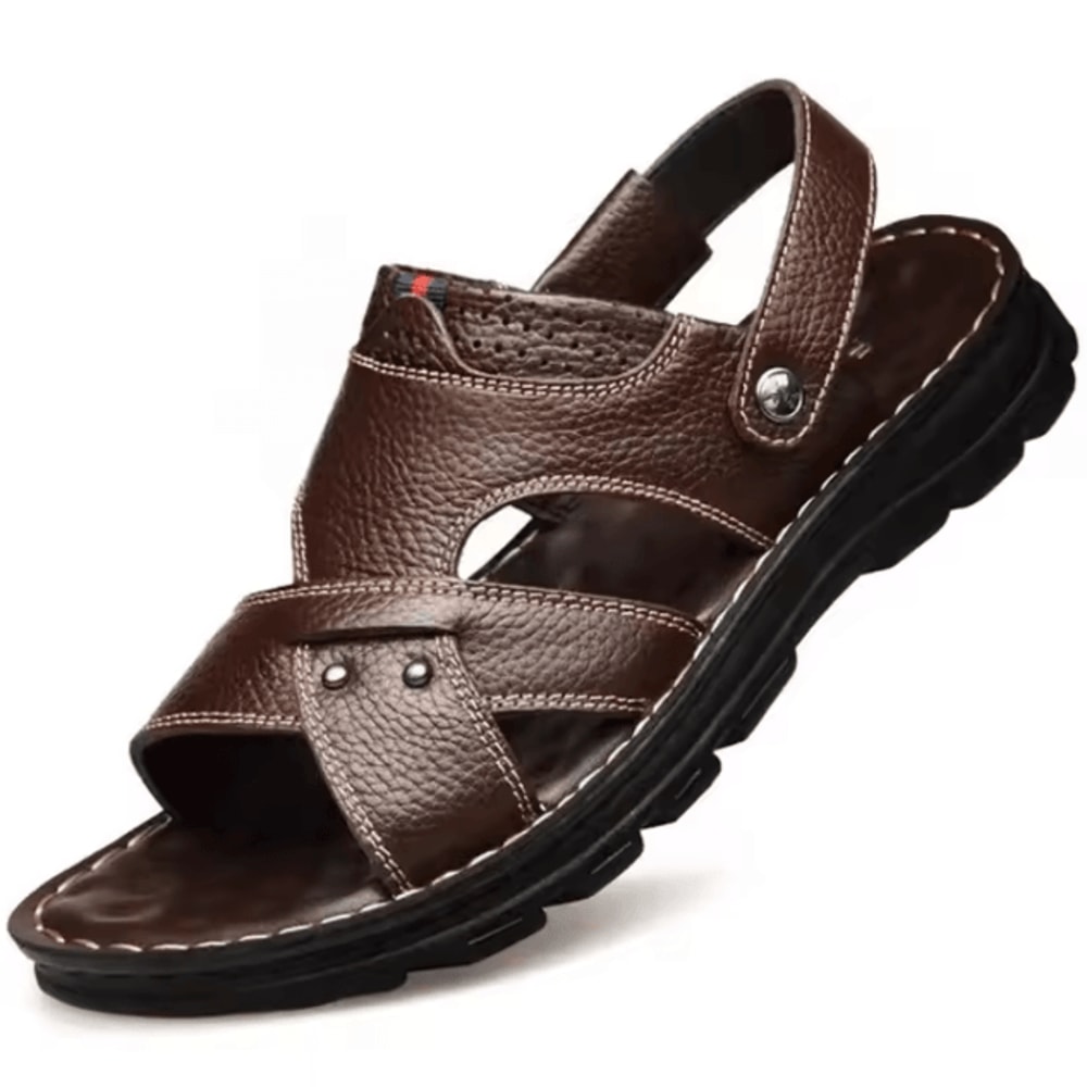 Genuine Leather Mens Beach Sandals With Thick NonSlip Sole 8