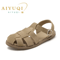 Retro Genuine Leather Hollow Cage Sandals For Women 10
