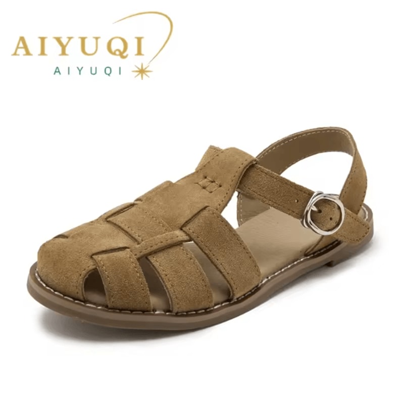 Retro Genuine Leather Hollow Cage Sandals For Women 11