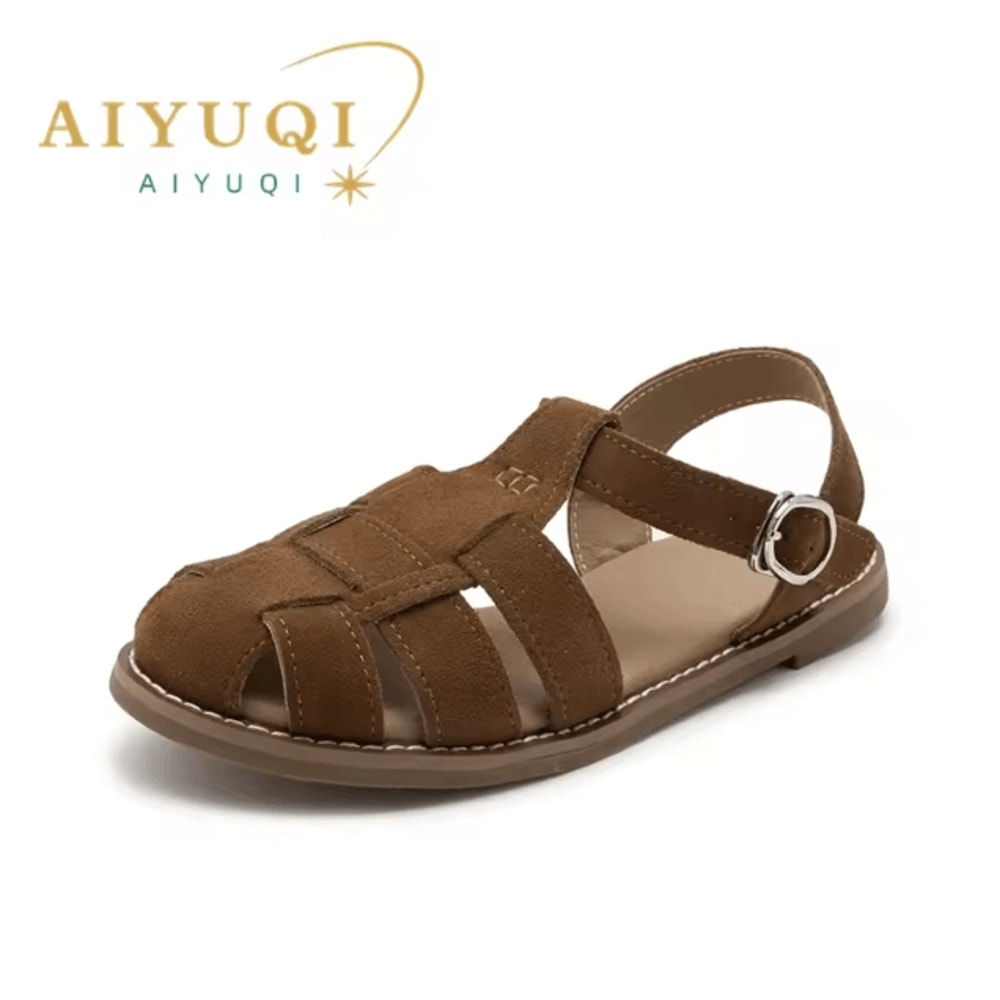 Retro Genuine Leather Hollow Cage Sandals For Women 7