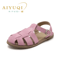 Retro Genuine Leather Hollow Cage Sandals For Women 8