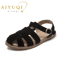 Retro Genuine Leather Hollow Cage Sandals For Women 9