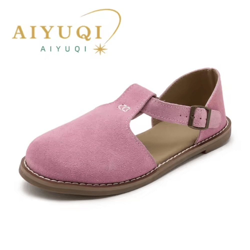 Retro Genuine Leather Cage Sandals For Women Closed Toe Roman Summer Flats Hollow Casual Comfort Sh 2