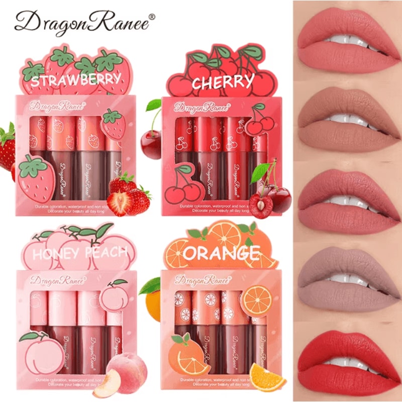 Mini Velvet Matte Lip Gloss Set LongLasting Fruit Scented Lip Tint Collection 3pcs4pcs 0