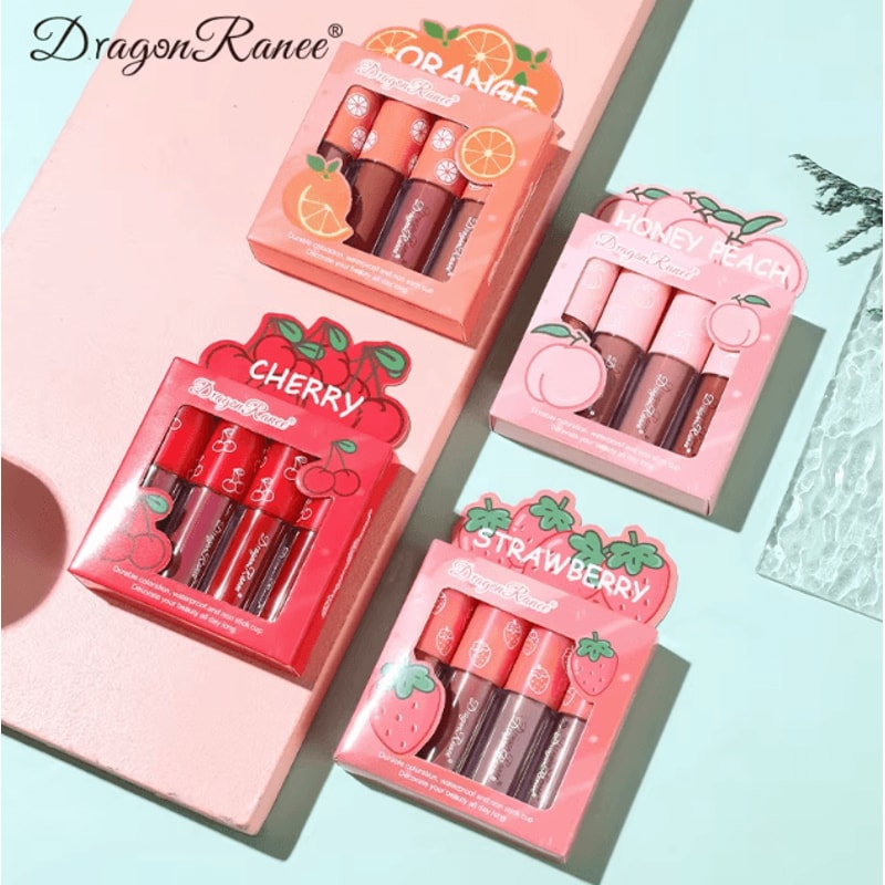Mini Velvet Matte Lip Gloss Set LongLasting Fruit Scented Lip Tint Collection 3pcs4pcs 3