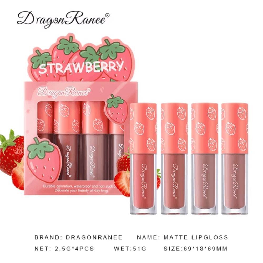 Mini Velvet Matte Lip Gloss Set LongLasting Fruit Scented Lip Tint Collection 3pcs4pcs 4