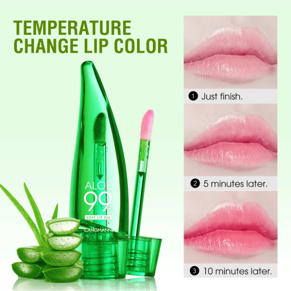 Langmannni Aloe Vera Color Changing Lip Oil Moisturizing TemperatureChanging Lip Gloss 0