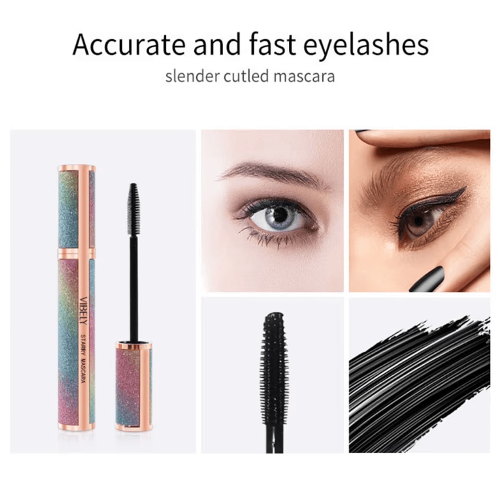 4D Brilliant Starry Sky Waterproof Mascara Volumizing Lengthening Curling Lash Mascara 2