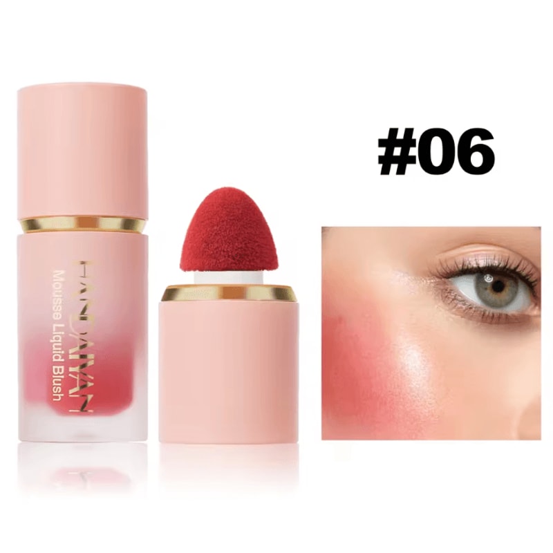6 Color Matte Liquid Blush With Sponge Brush LongLasting Waterproof Cheek Tint 10