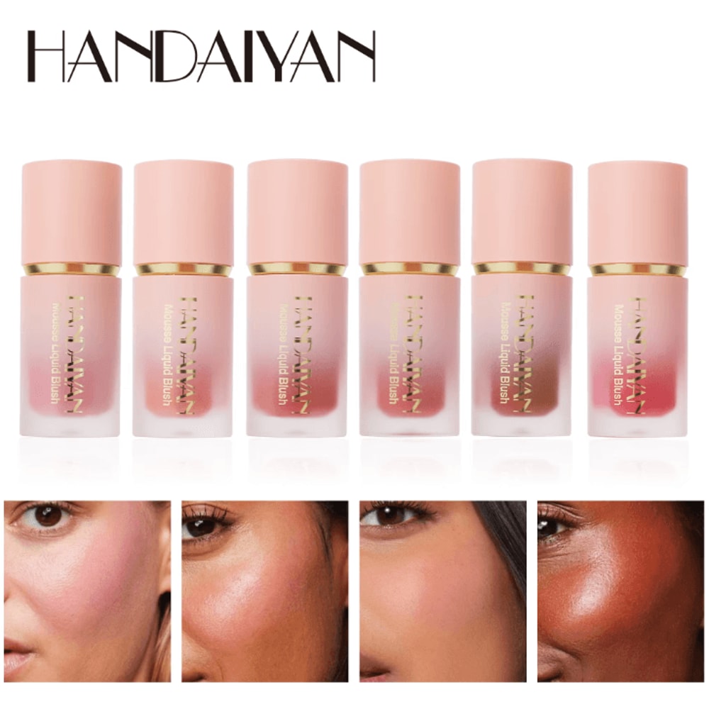 6 Color Matte Liquid Blush With Sponge Brush LongLasting Waterproof Cheek Tint 2