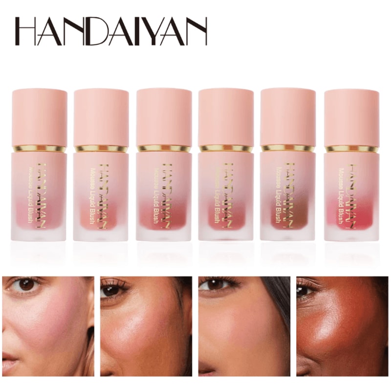 6 Color Matte Liquid Blush With Sponge Brush LongLasting Waterproof Cheek Tint 2