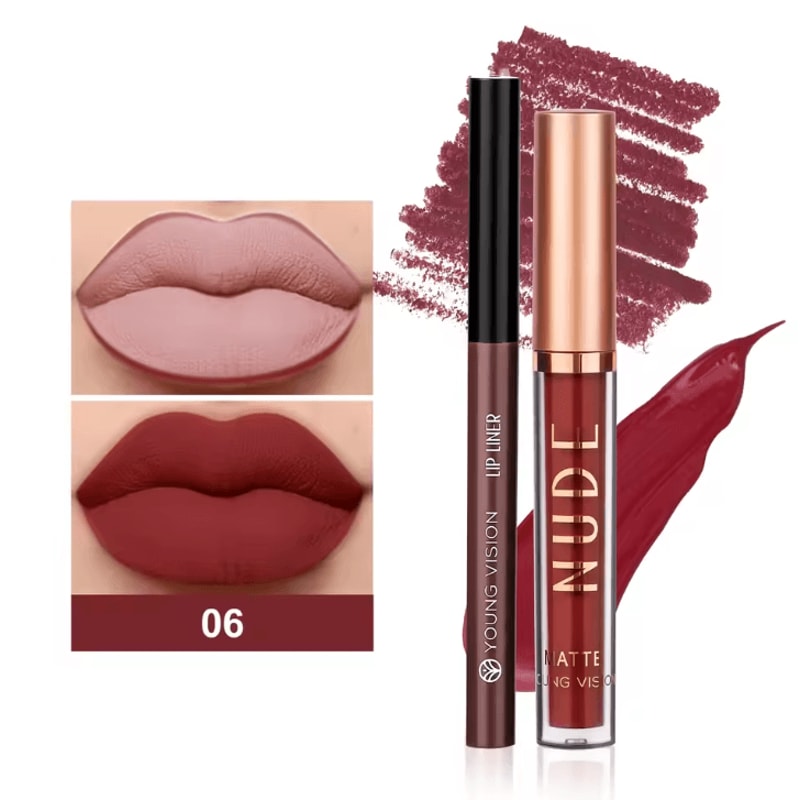 Young Vision 2Color Matte Rotatable Lip Liner Set Waterproof LongLasting Lip Contour Pencil 11