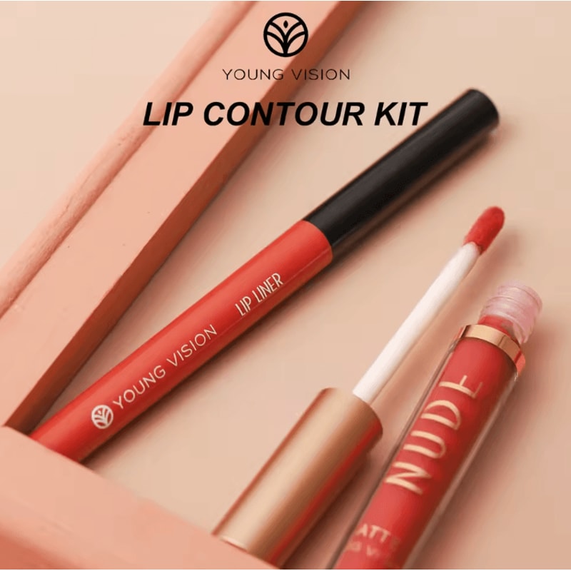 Young Vision 2Color Matte Rotatable Lip Liner Set Waterproof LongLasting Lip Contour Pencil 1