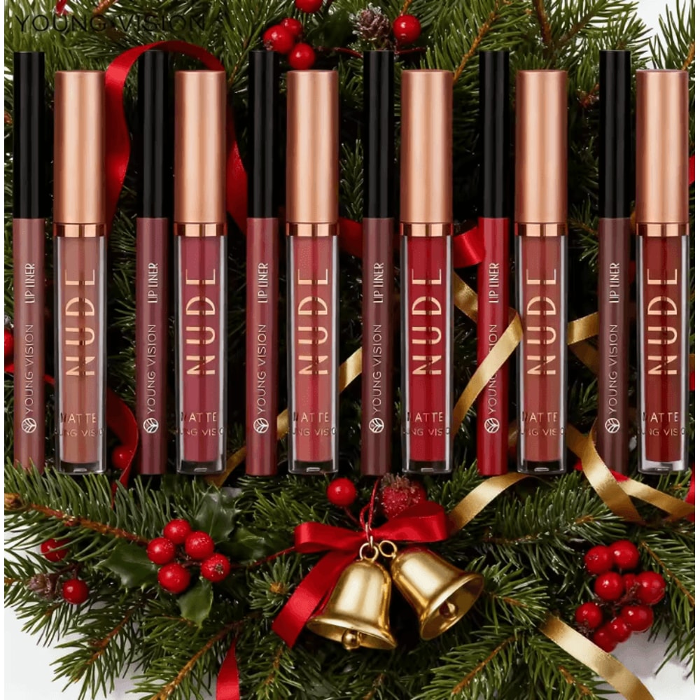 Young Vision 2Color Matte Rotatable Lip Liner Set Waterproof LongLasting Lip Contour Pencil 3