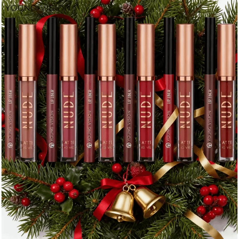 Young Vision 2Color Matte Rotatable Lip Liner Set Waterproof LongLasting Lip Contour Pencil 3