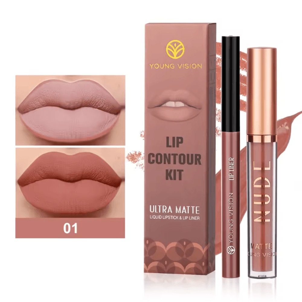 Young Vision 2Color Matte Rotatable Lip Liner Set Waterproof LongLasting Lip Contour Pencil 6