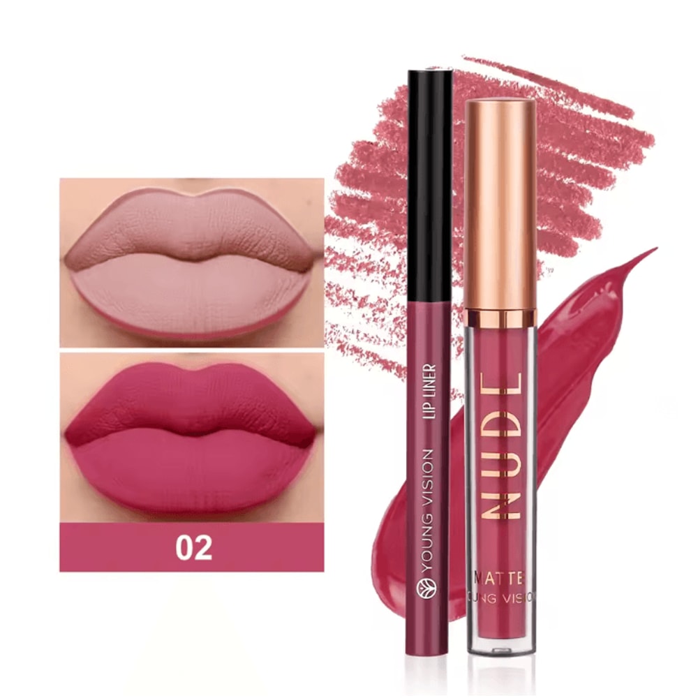 Young Vision 2Color Matte Rotatable Lip Liner Set Waterproof LongLasting Lip Contour Pencil 7