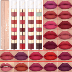 5-color mini matte liquid lipstick set – waterproof long-lasting travel size lipstick collection