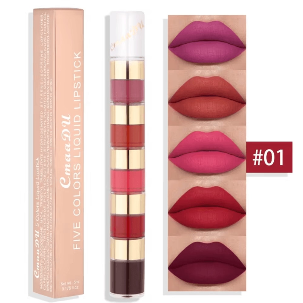 5Color Mini Matte Liquid Lipstick Set Waterproof LongLasting Travel Size Lipstick Collection 5