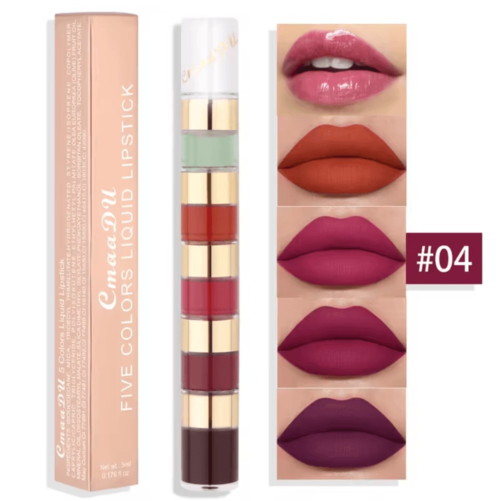 5Color Mini Matte Liquid Lipstick Set Waterproof LongLasting Travel Size Lipstick Collection 7