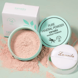 3 color facial loose powder, waterproof oil control honey powder, long-lasting makeup powder with powder puff