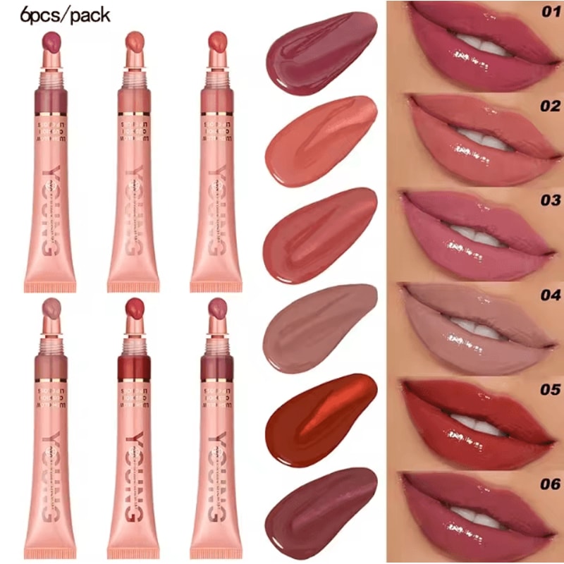 YOUNG VISION Liquid Water Brightening Lip Color Hydrating Plush Brush Squeeze Lip Glaze 12