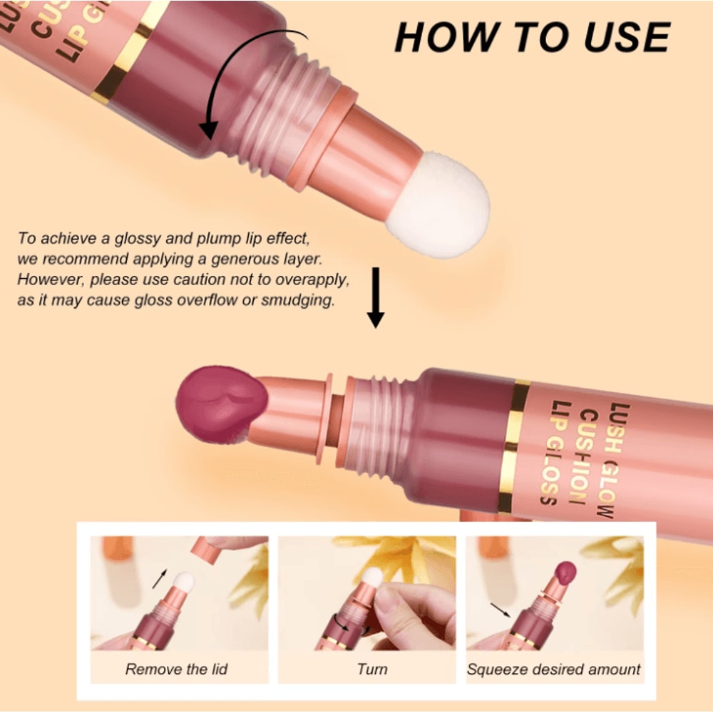 YOUNG VISION Liquid Water Brightening Lip Color Hydrating Plush Brush Squeeze Lip Glaze 3