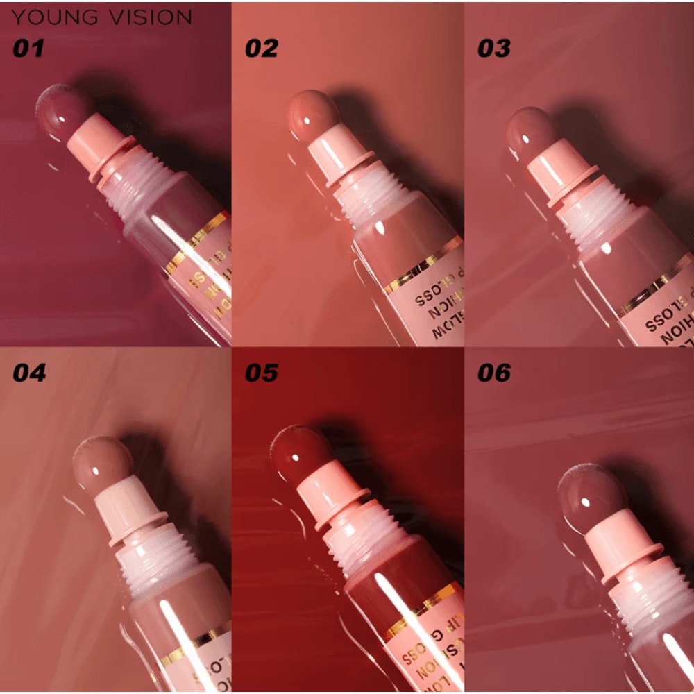 YOUNG VISION Liquid Water Brightening Lip Color Hydrating Plush Brush Squeeze Lip Glaze 4